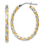 Earrings,Hoop,Gold,Two-Tone,14K,18 mm,2.5 mm,Pair,Wire & Clutch,Hoop,Between $100-$200