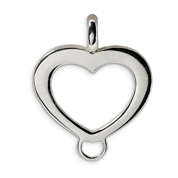 Solid,Polished,Sterling Silver,Rhodium-Plated,Heart