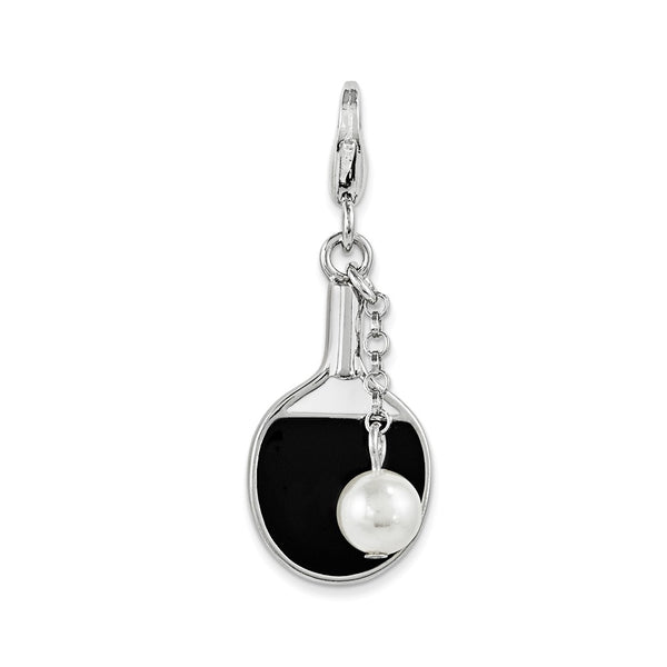 Polished,Enamel,Sterling Silver,Fancy Lobster Clasp,Moveable,Crystal From Swarovski,Rhodium-Plated,Simulated Pearl