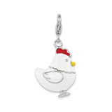 Polished,3-D,Enamel,Sterling Silver,Fancy Lobster Clasp,Rhodium-Plated