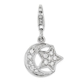 Polished,Sterling Silver,CZ,Fancy Lobster Clasp,Rhodium-Plated