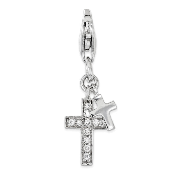 Polished,Sterling Silver,CZ,Fancy Lobster Clasp,Rhodium-Plated
