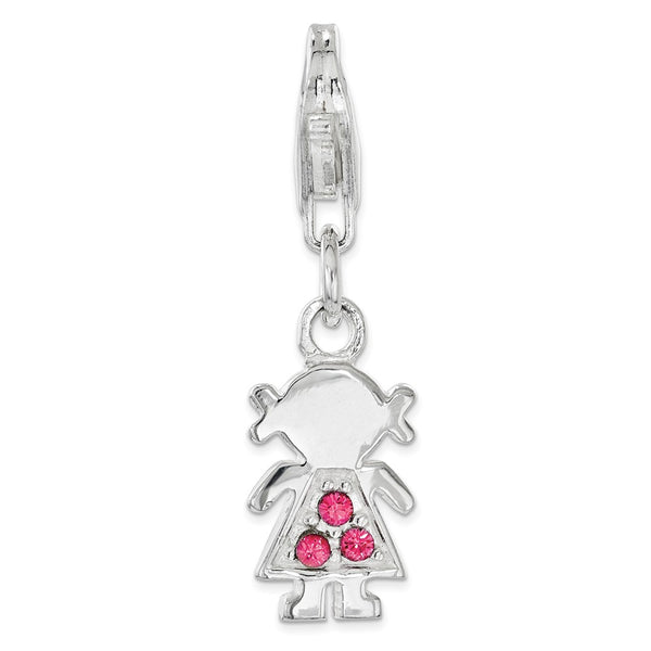 Polished,Sterling Silver,Fancy Lobster Clasp,Crystal,Rhodium-Plated