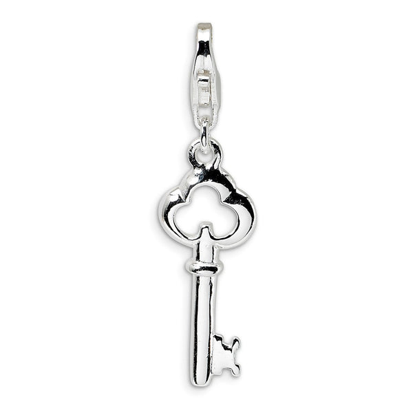 Solid,Polished,Open Back,Sterling Silver,Fancy Lobster Clasp,Rhodium-Plated