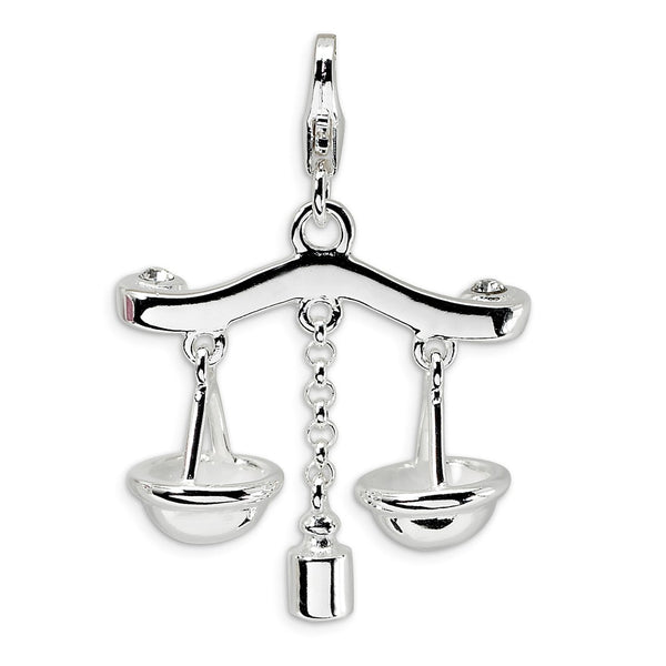 Solid,Casted,Polished,3-D,Enamel,Sterling Silver,Fancy Lobster Clasp,Moveable,Rhodium-Plated,Swarovski Crystals