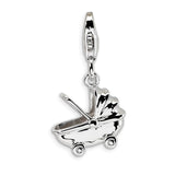 Polished,3-D,Sterling Silver,Fancy Lobster Clasp,Rhodium-Plated