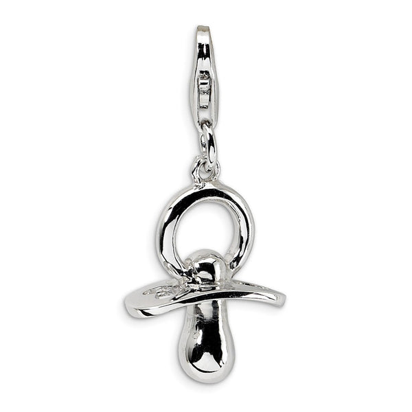 Solid,Polished,3-D,Sterling Silver,Fancy Lobster Clasp,Rhodium-Plated