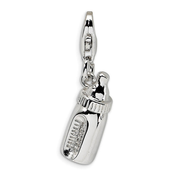 Solid,Polished,3-D,Sterling Silver,Fancy Lobster Clasp,Rhodium-Plated