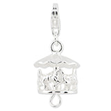 Solid,Polished,3-D,Sterling Silver,Fancy Lobster Clasp,Moveable,Rhodium-Plated