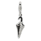 Solid,Polished,3-D,Enamel,Sterling Silver,CZ,Fancy Lobster Clasp,Rhodium-Plated