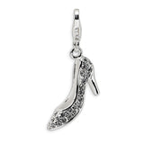 Polished,3-D,Enamel,Sterling Silver,Fancy Lobster Clasp,Rhodium-Plated,Swarovski Crystals