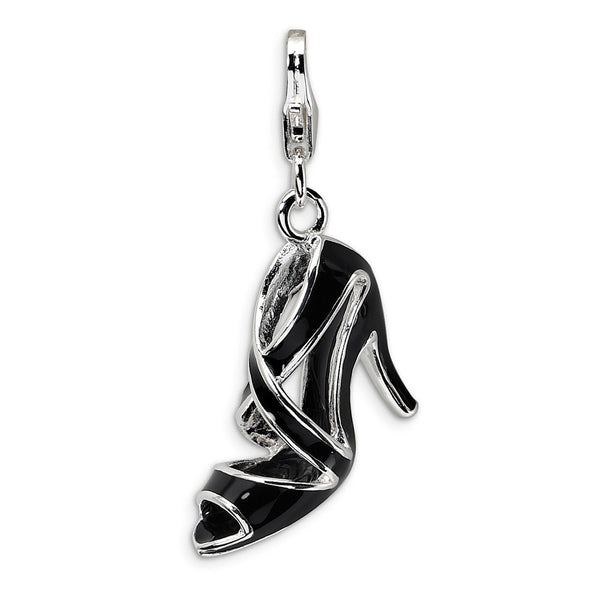 Polished,3-D,Enamel,Sterling Silver,Fancy Lobster Clasp,Rhodium-Plated