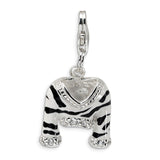 Polished,3-D,Enamel,Sterling Silver,CZ,Fancy Lobster Clasp,Rhodium-Plated