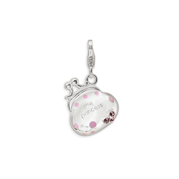 Solid,Polished,3-D,Enamel,Sterling Silver,Fancy Lobster Clasp,Crystal From Swarovski,Rhodium-Plated