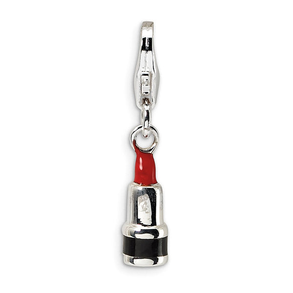 Solid,Polished,3-D,Enamel,Sterling Silver,Fancy Lobster Clasp,Rhodium-Plated