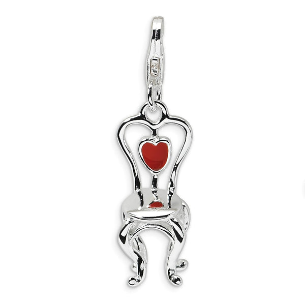 Solid,Polished,3-D,Enamel,Sterling Silver,Fancy Lobster Clasp,Rhodium-Plated