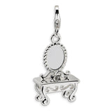 Polished,3-D,Sterling Silver,Fancy Lobster Clasp,Rhodium-Plated