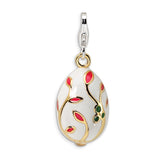 Solid,Polished,3-D,Enamel,Sterling Silver,Fancy Lobster Clasp,Gold-Plated,Rhodium-Plated