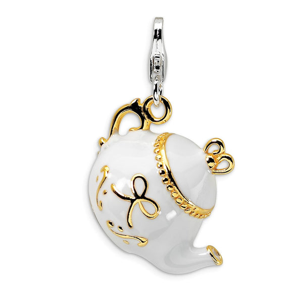 Polished,3-D,Enamel,Sterling Silver,Fancy Lobster Clasp,Gold-Plated,Rhodium-Plated