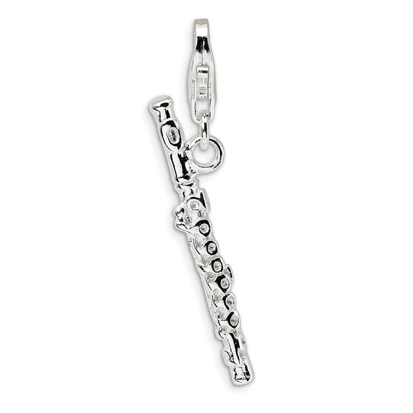 Polished,3-D,Sterling Silver,Fancy Lobster Clasp,Rhodium-Plated