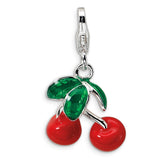 Polished,3-D,Enamel,Sterling Silver,Fancy Lobster Clasp,Rhodium-Plated