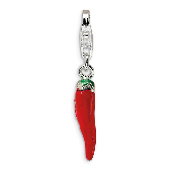 Polished,3-D,Enamel,Sterling Silver,Fancy Lobster Clasp,Rhodium-Plated