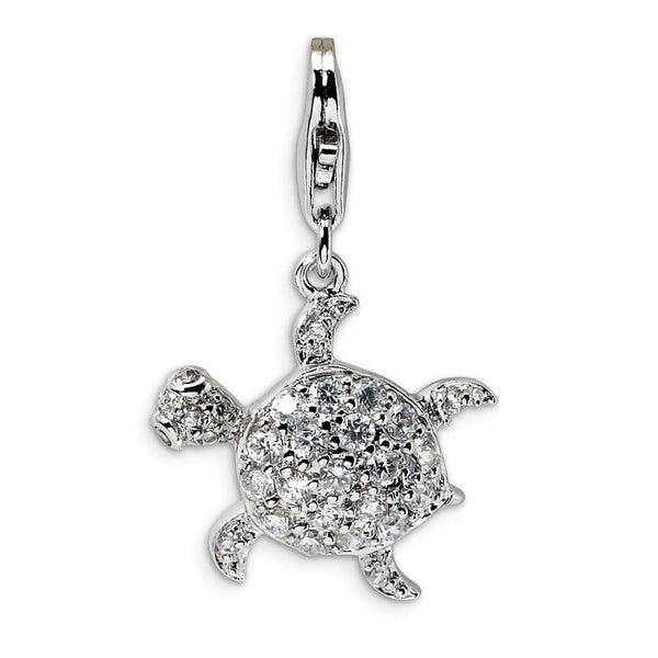 Polished,Sterling Silver,CZ,Fancy Lobster Clasp,Rhodium-Plated