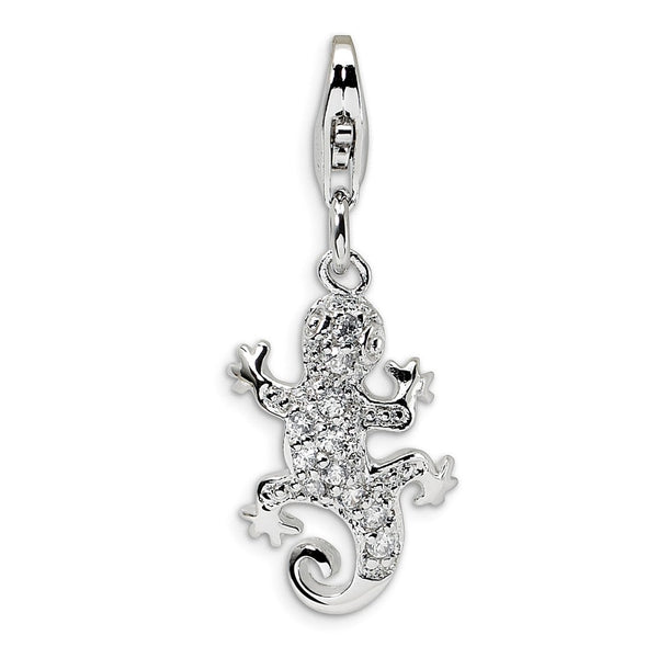 Polished,Sterling Silver,CZ,Fancy Lobster Clasp,Rhodium-Plated