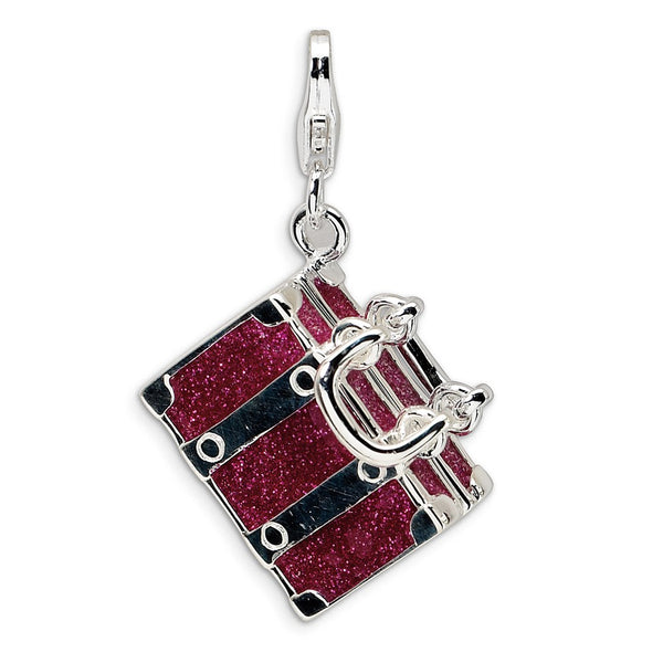 Polished,3-D,Enamel,Sterling Silver,Fancy Lobster Clasp,Moveable,Rhodium-Plated,Opens