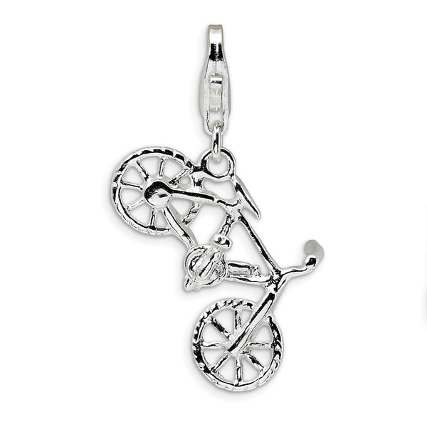 Polished,3-D,Sterling Silver,Fancy Lobster Clasp,Rhodium-Plated