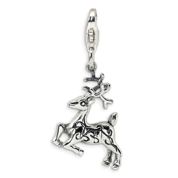 Polished,3-D,Antique Finish,Sterling Silver,Fancy Lobster Clasp,Rhodium-Plated
