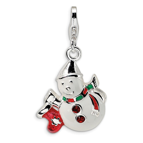 Polished,3-D,Enamel,Sterling Silver,Fancy Lobster Clasp,Crystal From Swarovski,Rhodium-Plated