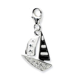 Polished,3-D,Enamel,Sterling Silver,Fancy Lobster Clasp,Rhodium-Plated,Swarovski Crystals