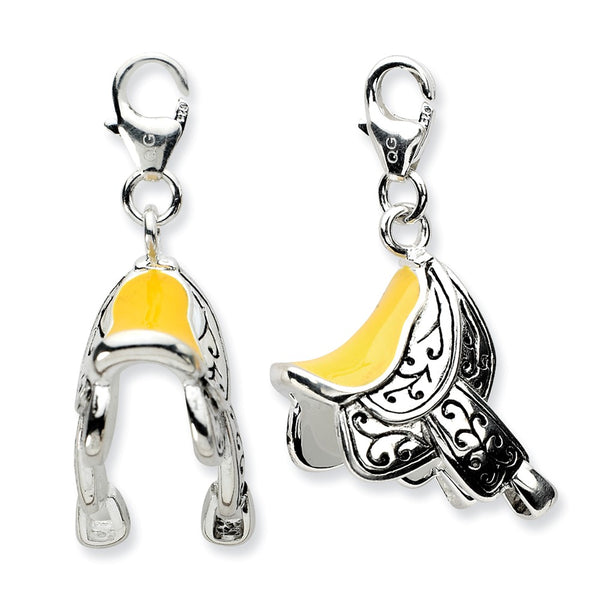 Polished,3-D,Enamel,Antique Finish,Sterling Silver,Fancy Lobster Clasp,Rhodium-Plated