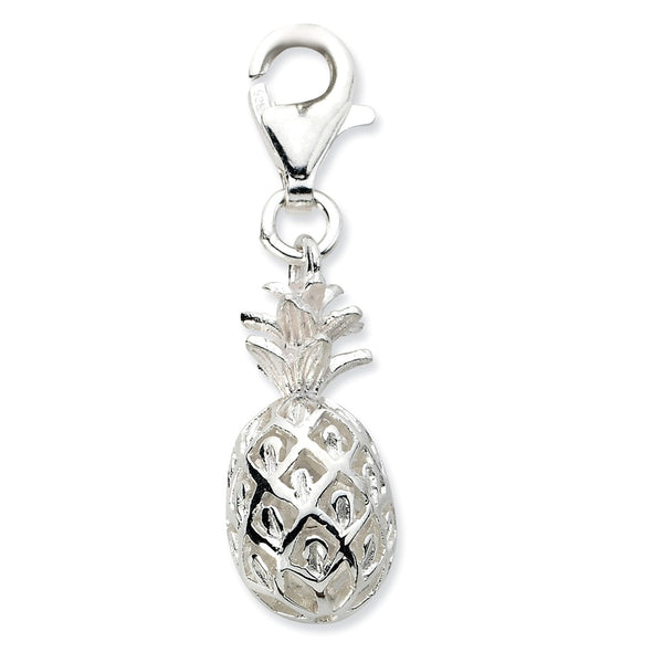 Polished,3-D,Sterling Silver,Fancy Lobster Clasp,Rhodium-Plated