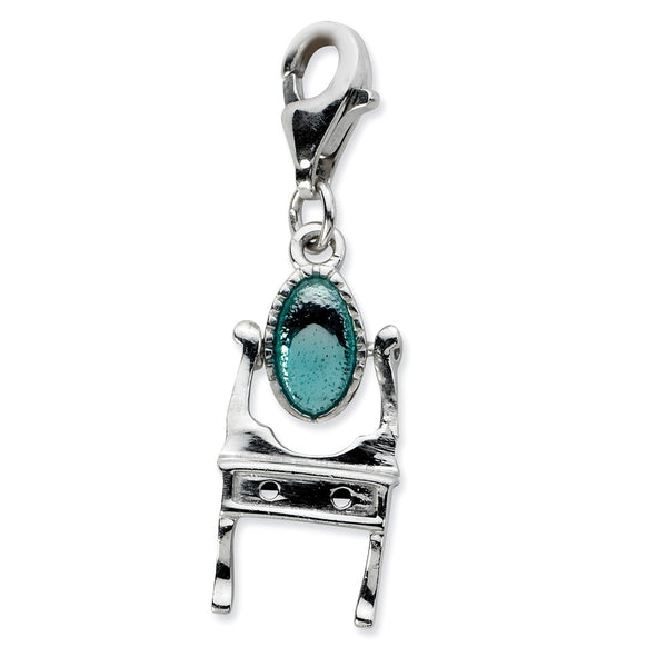 Polished,3-D,Enamel,Sterling Silver,Moveable,Rhodium-Plated