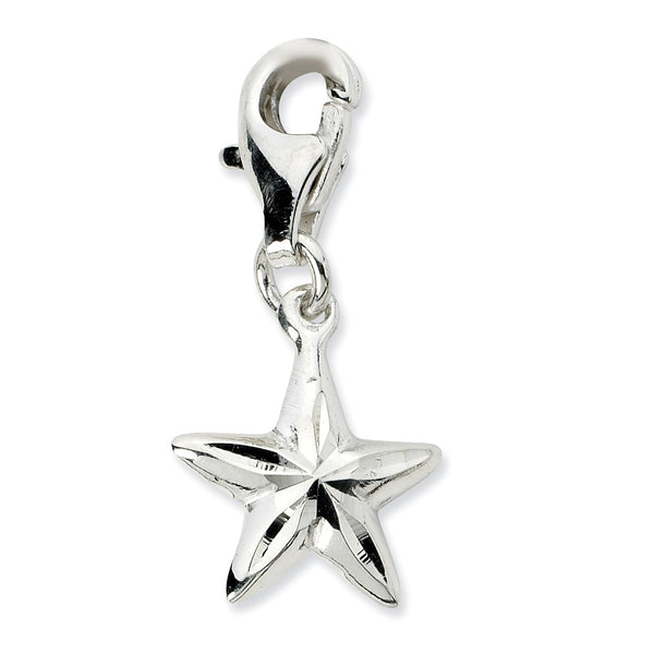 Polished,3-D,Sterling Silver,Fancy Lobster Clasp,Rhodium-Plated,Diamond Cut