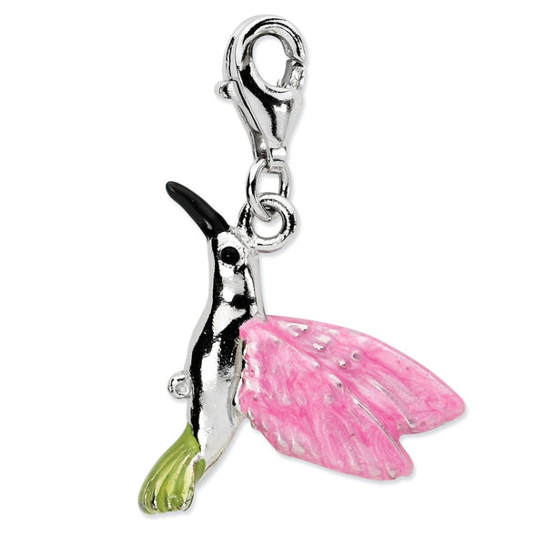 Polished,3-D,Enamel,Sterling Silver,Fancy Lobster Clasp,Rhodium-Plated