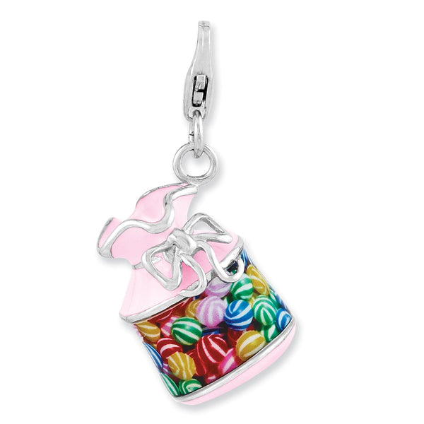 Polished,3-D,Enamel,Sterling Silver,Fancy Lobster Clasp