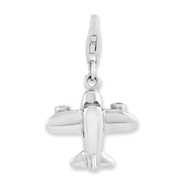 Polished,3-D,Sterling Silver,Fancy Lobster Clasp,Rhodium-Plated