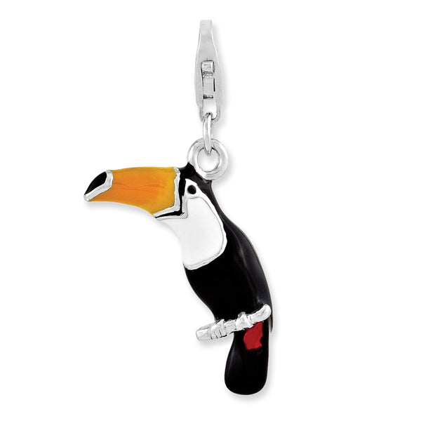 Polished,3-D,Enamel,Sterling Silver,Fancy Lobster Clasp,Rhodium-Plated