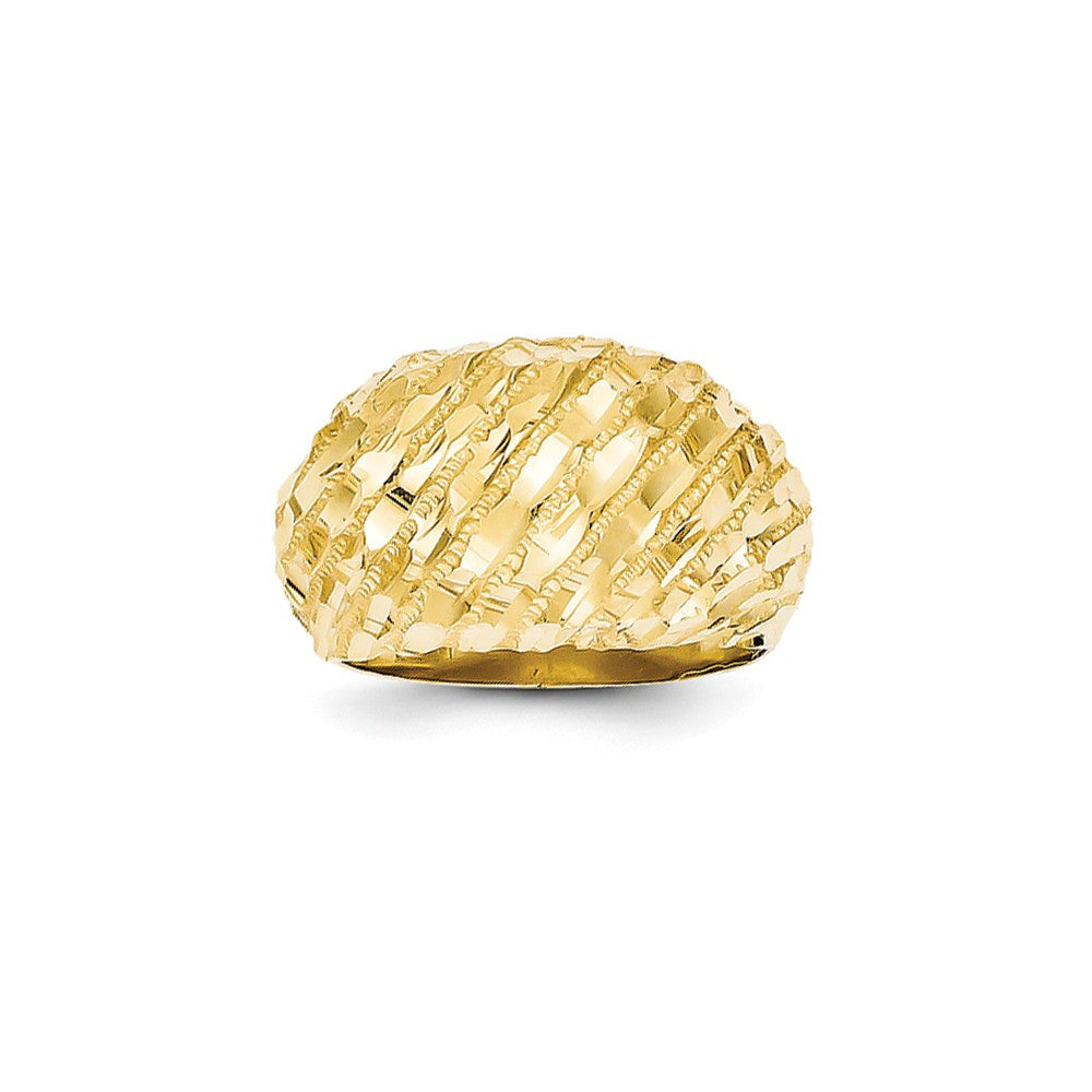 14k Yellow Gold Diamond-Cut Dome Ring