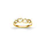 14K Yellow Gold with Rhodium Double Heart Ring