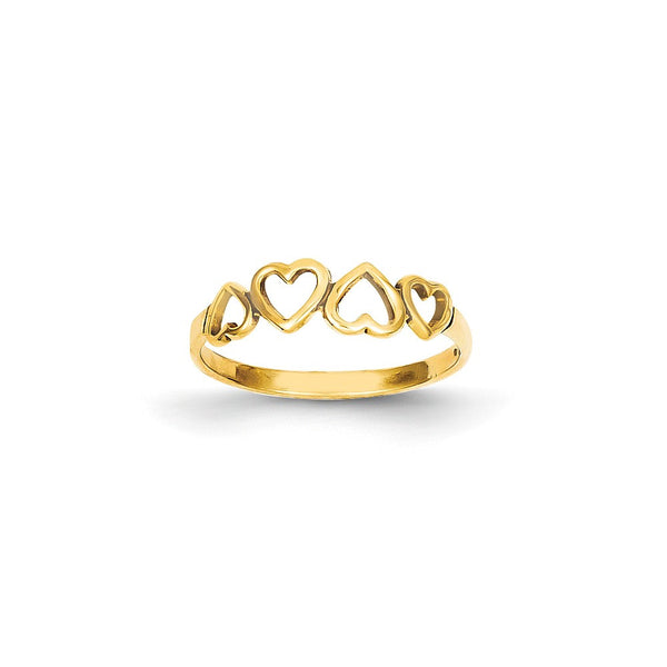 14K Yellow Gold with Rhodium Double Heart Ring