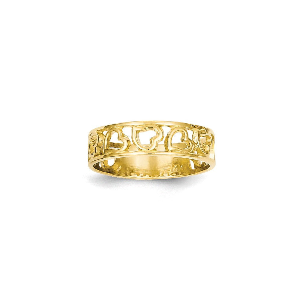 14K Yellow Gold Gold Polished Adjoining Hearts Ring
