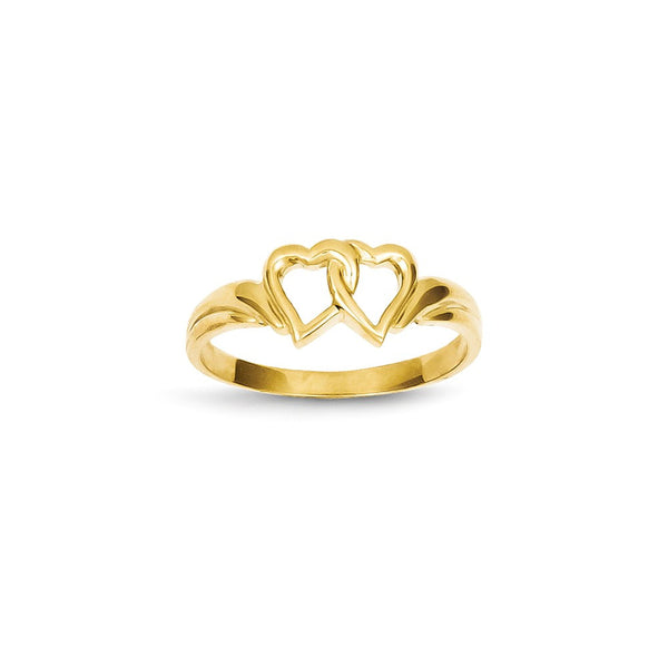 14K Yellow Gold Polished Hearts Ring