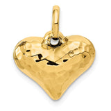 Polished,3-D,14K Yellow Gold,Hollow,Hammered Finish