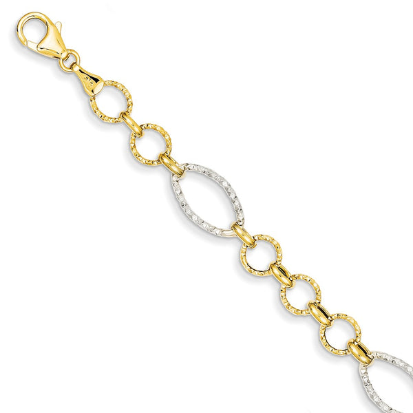 14K Two-Tone,Hollow,Fancy Lobster Clasp,Textured