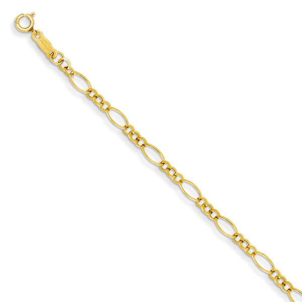 Polished,14K Yellow Gold,Hollow,Spring Ring Clasp,Lightweight