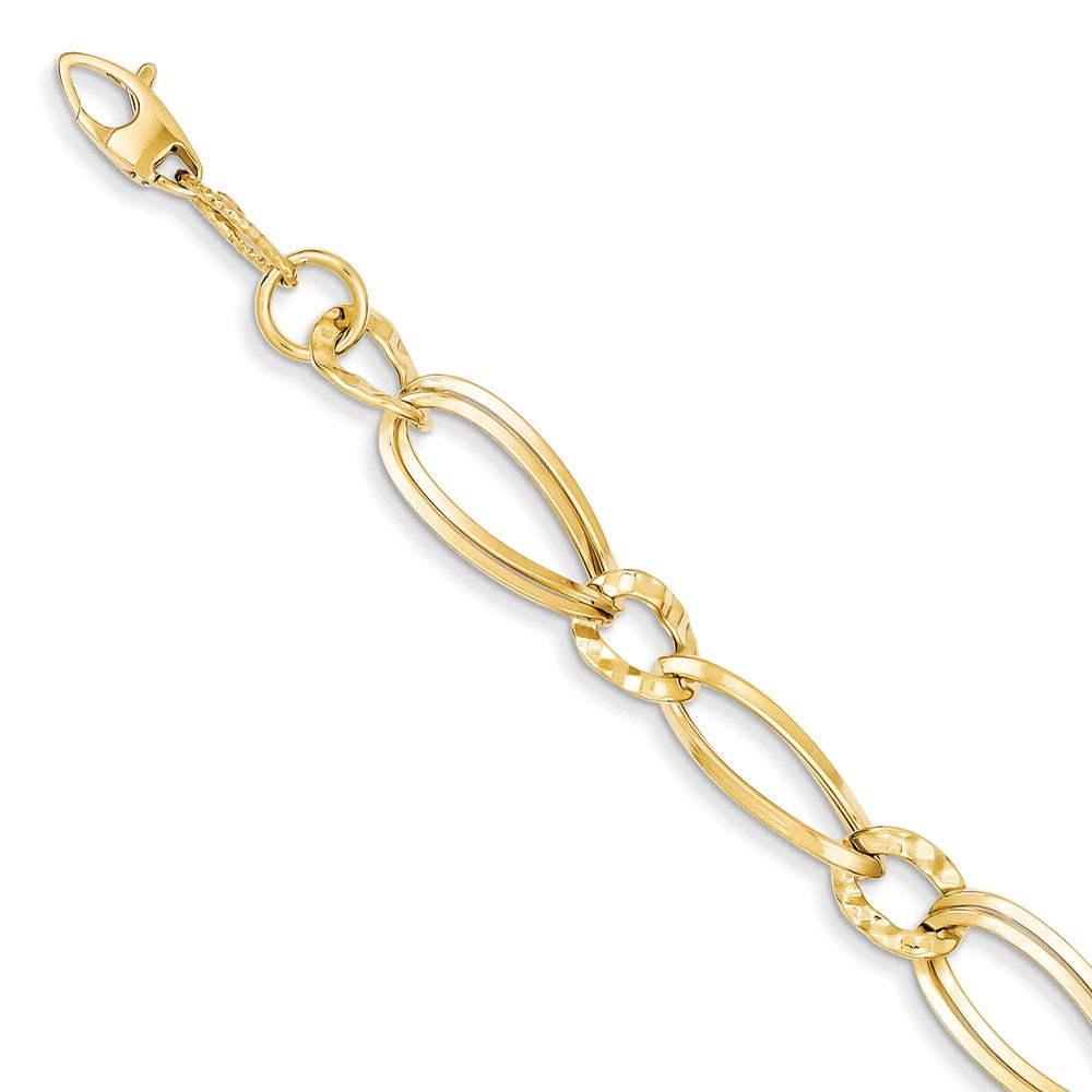 Polished,14K Yellow Gold,Hollow,Fancy Lobster Clasp,Textured